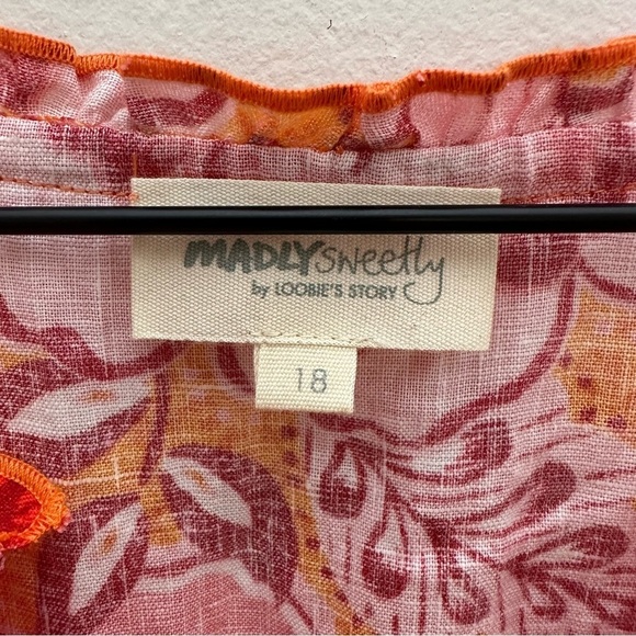 Madly Sweetly WATERMELON SUGAR MIDI Linen Dress Womens 18 - Picture 8 of 9